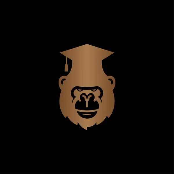 Créatif gorille tête éducation logo vecteur — Image vectorielle