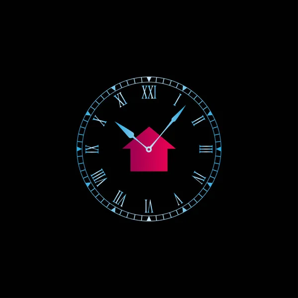 Hogar, reloj, diseño colorido del logotipo del reloj del hogar — Vector de stock