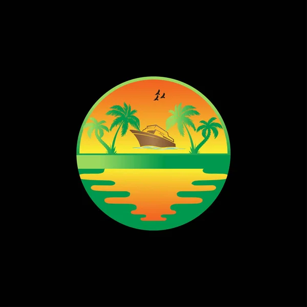 Creative summer sunset logo design — 스톡 벡터