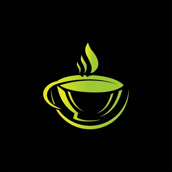 Diseño de logotipo de hoja de taza de té abstracto creativo — Vector de stock