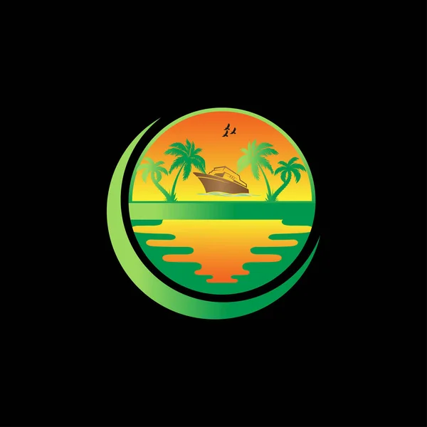 Kreative Sommer Sonnenuntergang Logo Design — Stockvektor
