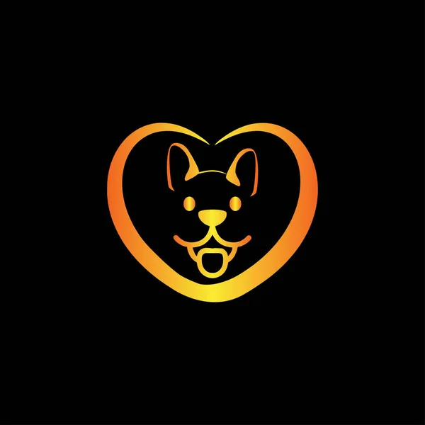 Créatif coloré chien amour logo design — Image vectorielle
