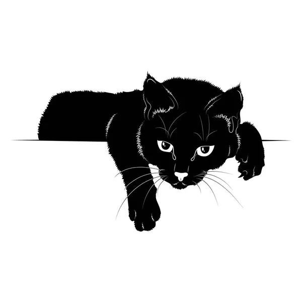 Illustrazione Vettoriale Silhouette Nera Del Gatto — Vettoriale Stock