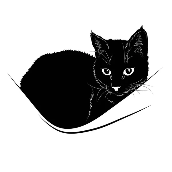 Illustrazione Vettoriale Silhouette Nera Del Gatto — Vettoriale Stock