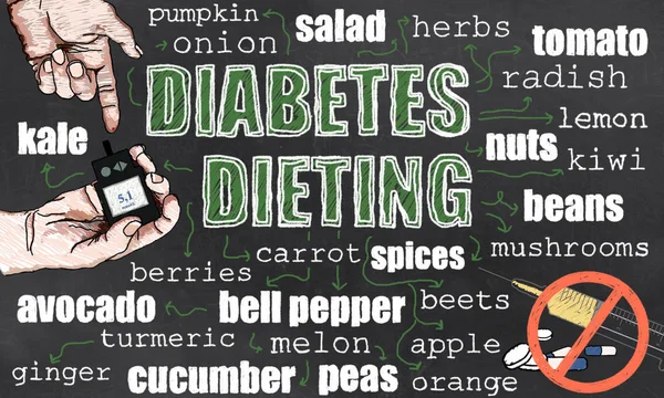 Cukrovka dieta snižuje lékařství — Stock fotografie
