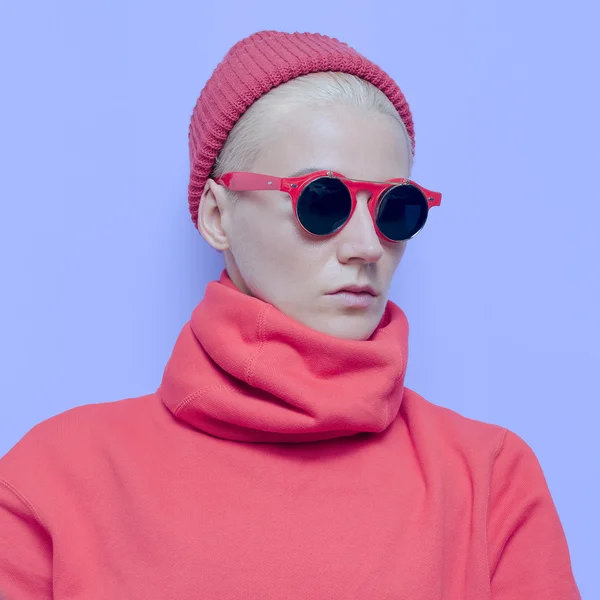 Vinter mode. Glasögon, handskar, hatt. Hipster tillbehör. Tombo — Stockfoto