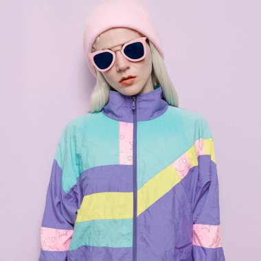 Şık şapka bere vanilya pembe cam hipster sarışın Bayan