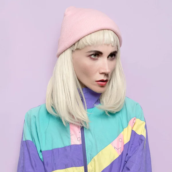 Şık şapka bere vanilya pembe titreşim hipster sarışın Bayan