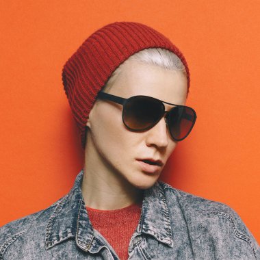 Moda kavramı mavi kot elbise şık Model erkek fatma hipster 