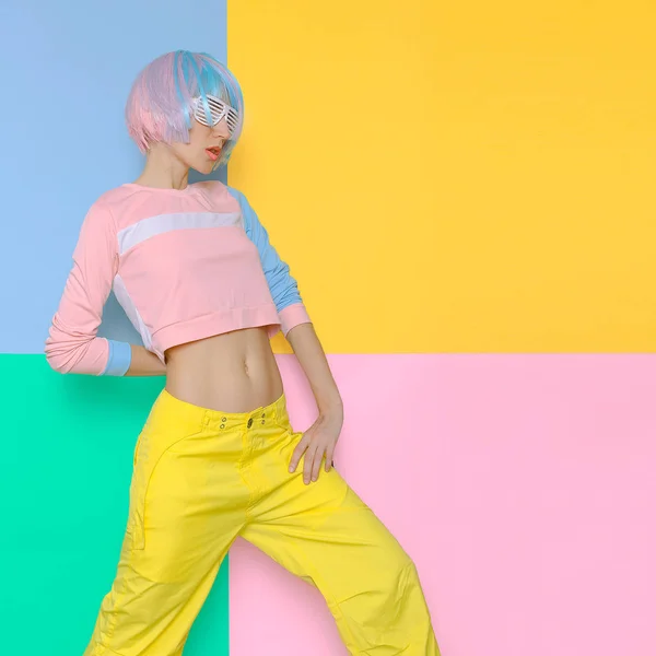 Mode Fitness dam Creative pop art stil. Minimal design fash — Stockfoto