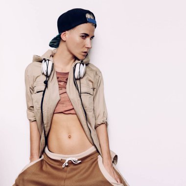 Askeri moda stil. Kentsel Hipster moda Model