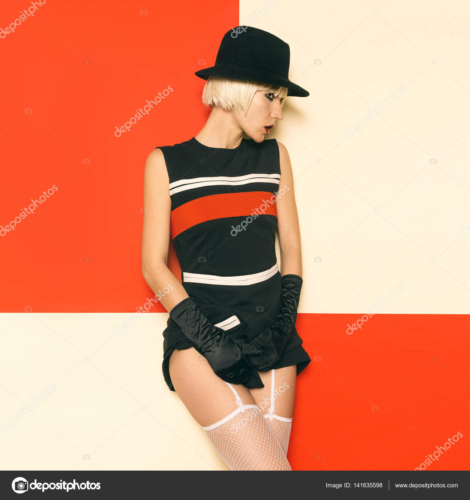 Roupas vintage Sexy Lady Retro Style Cabaret. Moda m nima . fotos