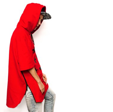 Parlak Hip Hop Model Tomboy kap ve şık giysiler kentsel tarzı 