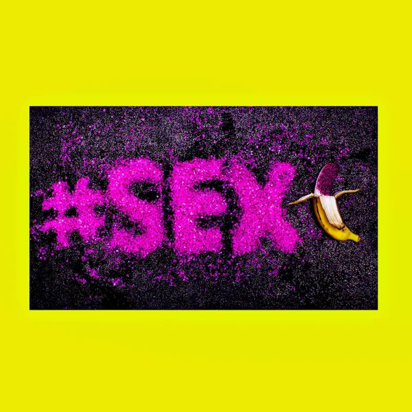 Glitter Text Sex hashtag minimalism fashion design passion — Stock Photo, Image