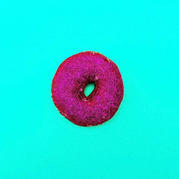 Mode Donut i glitter minimalistisk konst stilleben Detaljer — Stockfoto