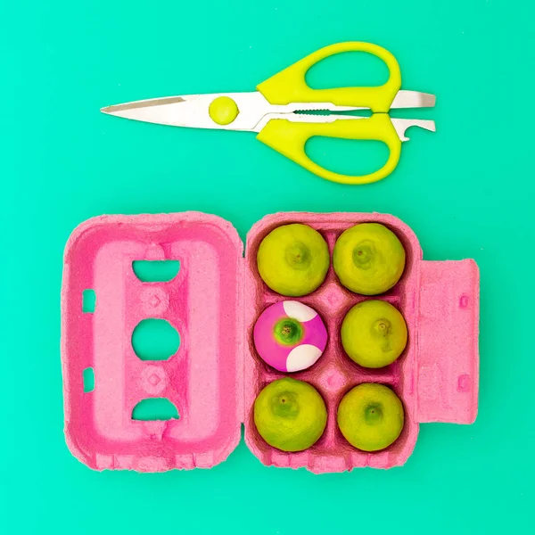 Limes Minimal Tasarım sanat ile yumurta kapsayıcı. Yaratıcı fikir — Stok fotoğraf