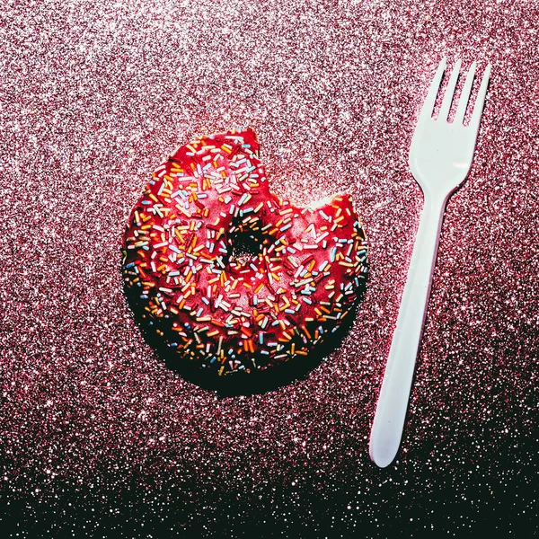 Glamorous donut. Sparkling. Fast food. Creative minimal