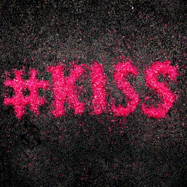 Kiss Text Minimal Design of Rhinestones — Stock Photo, Image