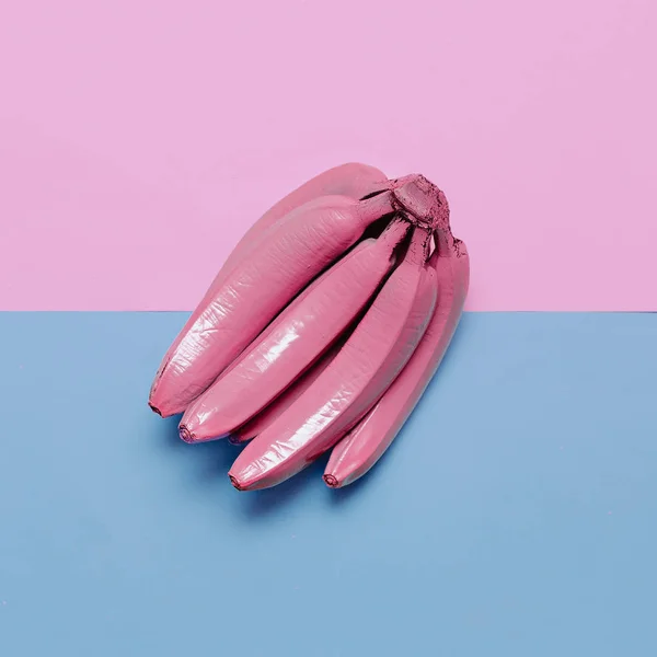 Bananas in pink paint. Art gallery Minimal design creative Surre — Stock Photo, Image