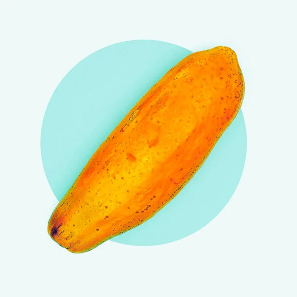 Moda tasarım Papaya Minimal sanat meyve geometri arka plan — Stok fotoğraf