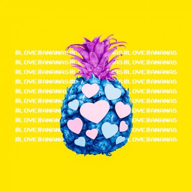 Pineapple and hearts. Minimal creativity art design I love Pinea clipart