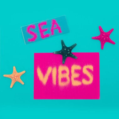 Plaj ve tatil. Deniz vibes Minimal sanat tasarım