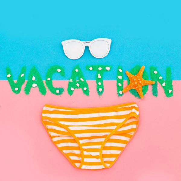 Vacation Beach Relaxe Conjunto mínimo de arte da moda — Fotografia de Stock