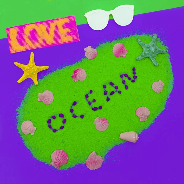 Love Ocean Design minimale in stile artistico — Foto Stock