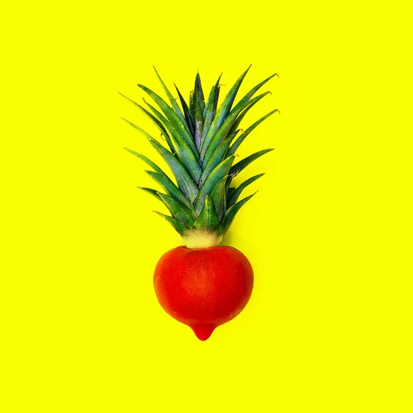 Ananas und Tomate mischen. Veganer Stil minimal — Stockfoto