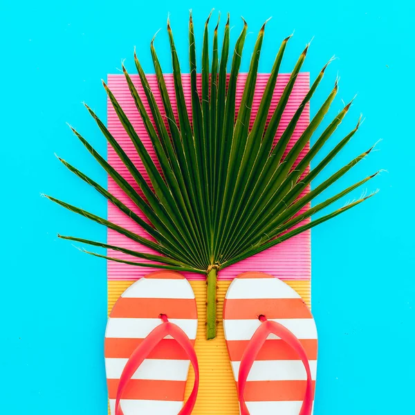 Flip-flop and palm. Tropical set. — Stock Photo, Image