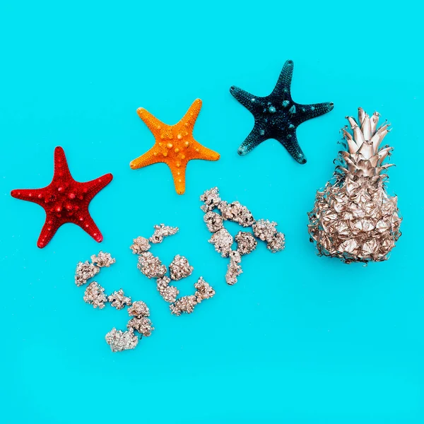 Set of sea stars Beach style. Tropical Minimal art — Stock Photo, Image