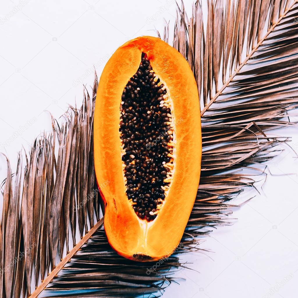Tropical style. Papaya Fresh Minimal Art Design