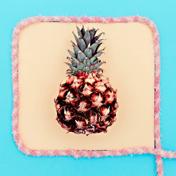 Ananas in een frame. Strand tropische stijl. Minimale — Stockfoto