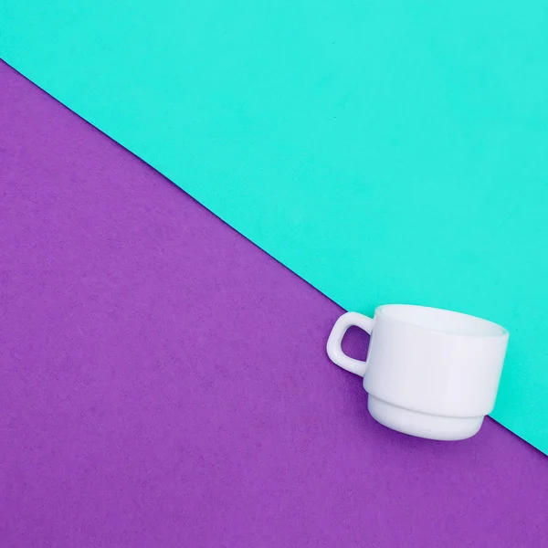 Coffee cups. Minimal art. Candy colors — Stock Photo, Image