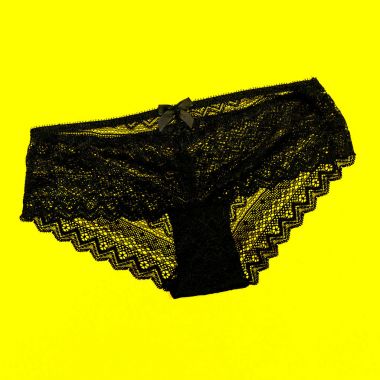 Black lace panties. Stylish underwear clipart