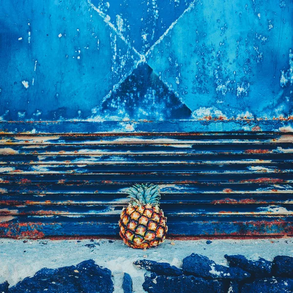 Mini-Ananas auf Grunge-Hintergrund. Minimaler Stil — Stockfoto