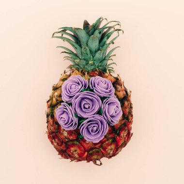 Ananas ve gül. Minimal sanat tasarım