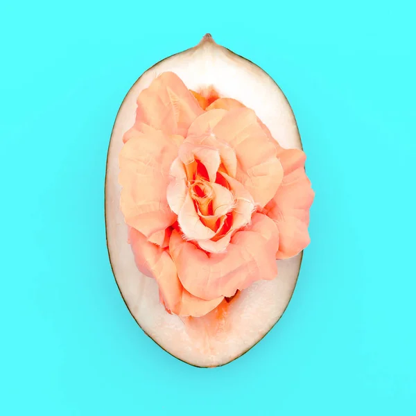 Melon and Rose. Minimal art style design