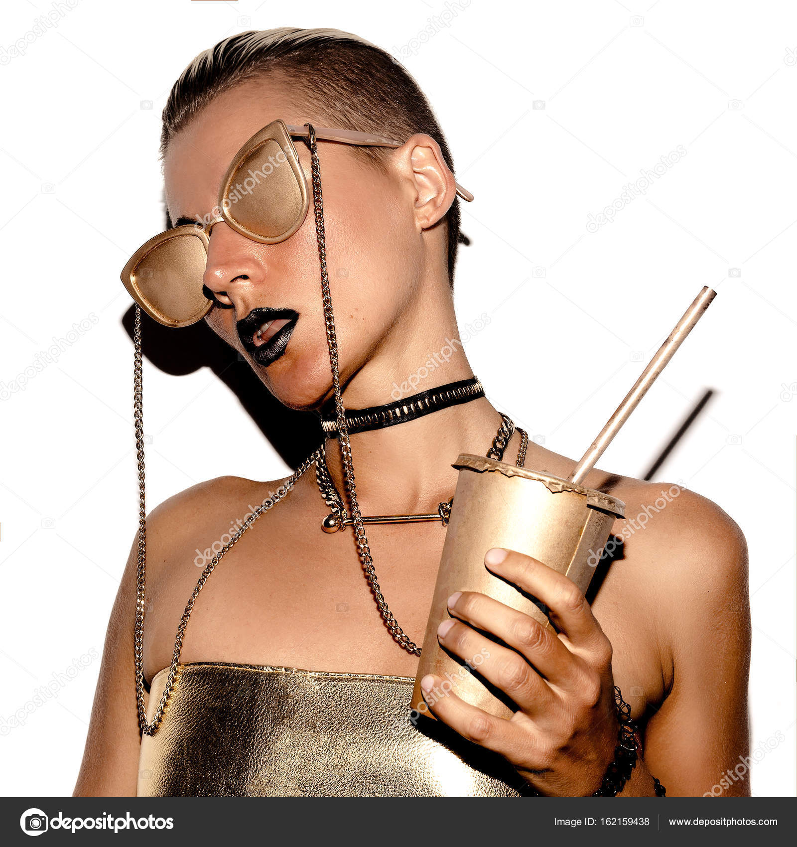 Style de luxe Girl SWAG. Groupe de l\u0027or. Vip or accessoires\u2013 images de stock libres de droits