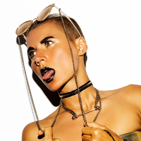 Seksi Model Swag lüks stil. Altın parti. 