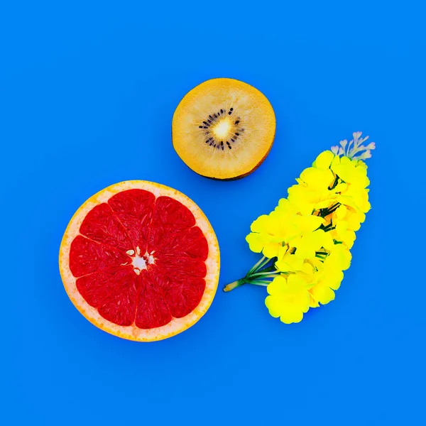 Μείγμα τροπικών φρούτων. Φρούτα. Minimal ύφος — Φωτογραφία Αρχείου