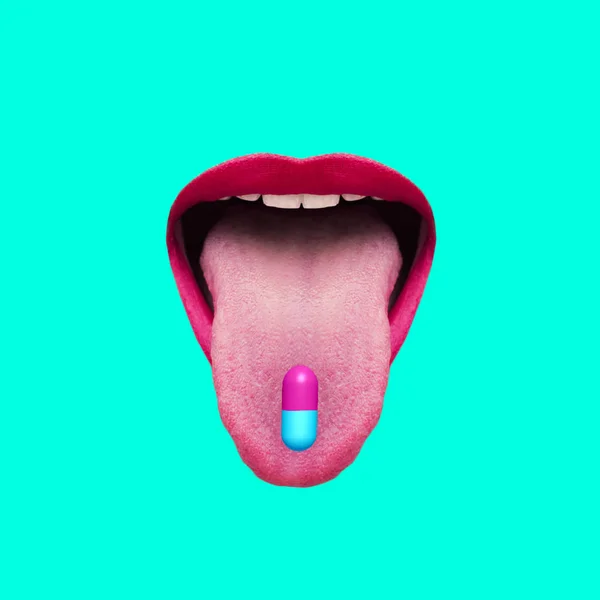 Drugs and Mouth. Night Party Clu — Stock Photo, Image