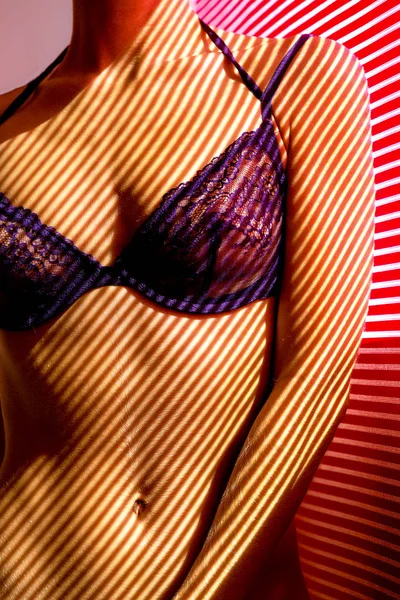 Modelo sensual na janela em lingerie de renda elegante — Fotografia de Stock