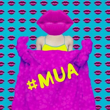 Contemporary art collage. Concept  MUA Fashion Funny Lips Girl clipart