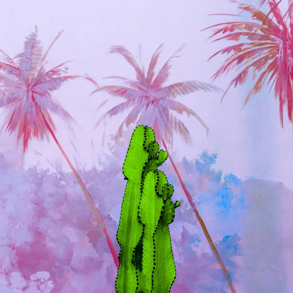 Kaktüs tasarım. renkli hayatım. Tropikal vibes. Modern Sanat — Stok fotoğraf