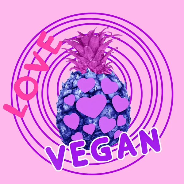 Arte de collage de diseño moderno. Estilo de moda Amor concepto vegano . — Foto de Stock