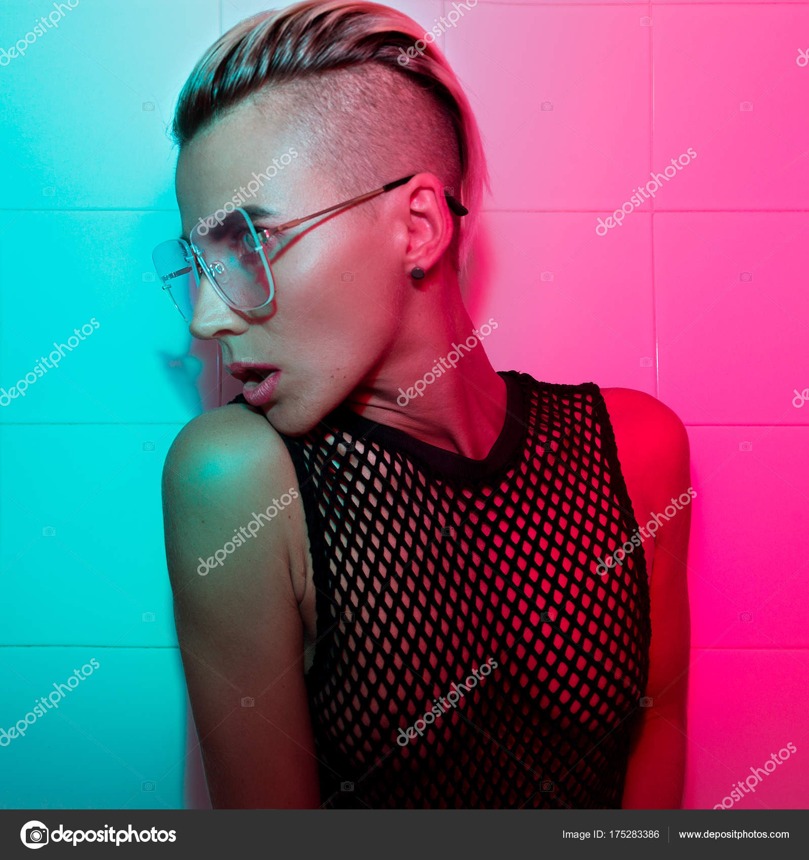  Glamorous Lady Tomboy with short hair Fashion hair style Stock Photo by ...