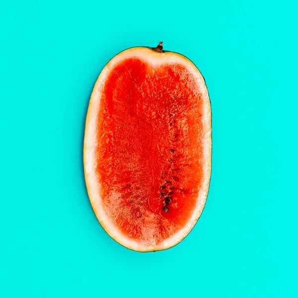 Half Watermelon. Minimal. Flat lay style — Stock Photo, Image