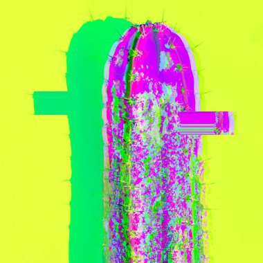 Şeker kaktüs. Aksaklık sanat. Minimal tasarım. Çağdaş Sanat