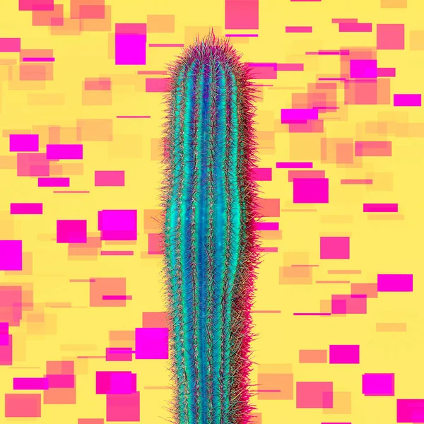 Cactus. Amante del cactus Design minimale Glitch art — Foto Stock